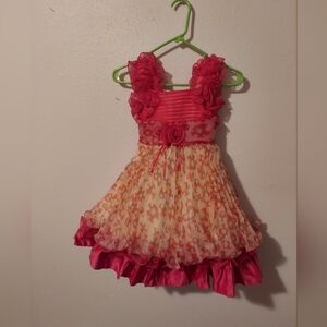 Charming Pink and Cream Floral Kids Dress